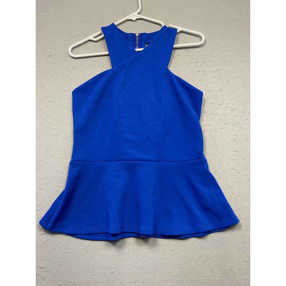 Express Peplum Top Stretch Royal Blue Medium Womens